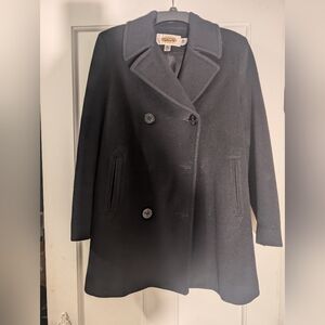 Talbots Woman's Double Breasted Pure Wool Black Jacket/Coat Size 4